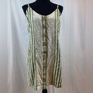 Rip Curl Green and White Striped‎ Dress